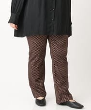 OLLLS10099 eur3(エウルキューブ) 【雑誌掲載】【大きいサイズ】ジャカードストレートパンツ ブラウン(17）