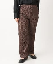 OLLLS10099 eur3(エウルキューブ) 【雑誌掲載】【大きいサイズ】ジャカードストレートパンツ ブラウン(17）