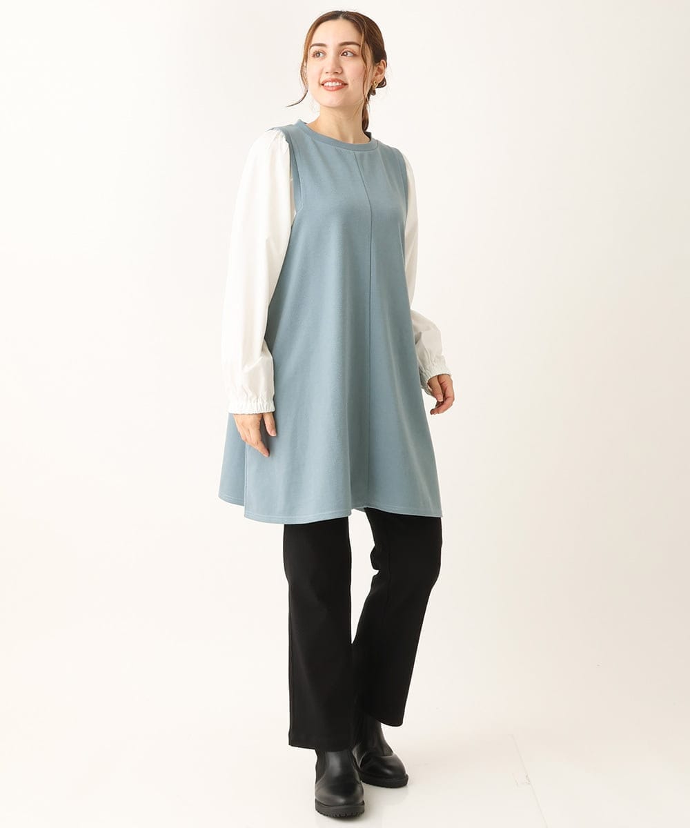 OLLLS10099 eur3(エウルキューブ) 【雑誌掲載】【大きいサイズ】ジャカードストレートパンツ ブラック(94)