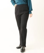 OLLLS10099 eur3(エウルキューブ) 【雑誌掲載】【大きいサイズ】ジャカードストレートパンツ ブラック(94)