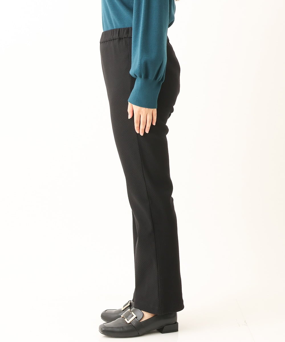 OLLLS10099 eur3(エウルキューブ) 【雑誌掲載】【大きいサイズ】ジャカードストレートパンツ ブラック(94)