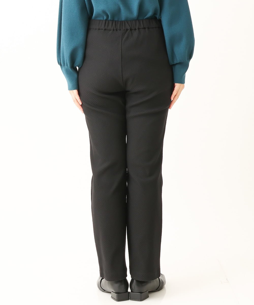 OLLLS10099 eur3(エウルキューブ) 【雑誌掲載】【大きいサイズ】ジャカードストレートパンツ ブラック(94)