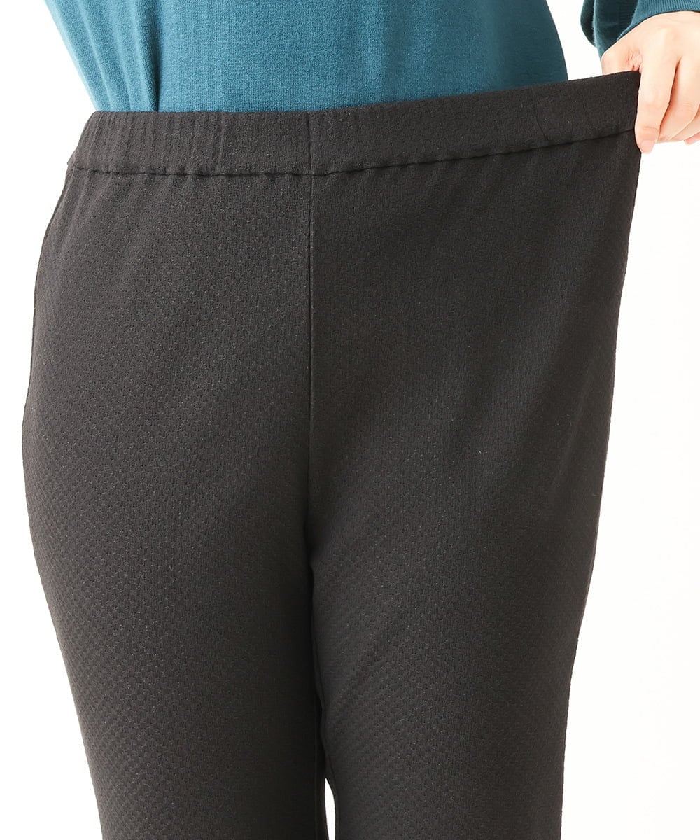 OLLLS10099 eur3(エウルキューブ) 【雑誌掲載】【大きいサイズ】ジャカードストレートパンツ ブラック(94)