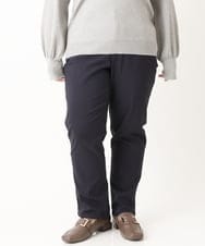OLLLS13089 eur3(エウルキューブ) 【大きいサイズ】さらさらストレッチ裏起毛ストレートパンツ ネイビー(57)
