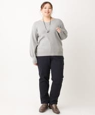 OLLLS13089 eur3(エウルキューブ) 【大きいサイズ】さらさらストレッチ裏起毛ストレートパンツ ネイビー(57)