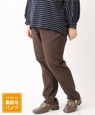 OLLLS13089 eur3(エウルキューブ) 【大きいサイズ】さらさらストレッチ裏起毛ストレートパンツ ダークブラウン(87)