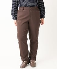 OLLLS13089 eur3(エウルキューブ) 【大きいサイズ】さらさらストレッチ裏起毛ストレートパンツ ダークブラウン(87)