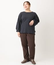 OLLLS13089 eur3(エウルキューブ) 【大きいサイズ】さらさらストレッチ裏起毛ストレートパンツ ダークブラウン(87)