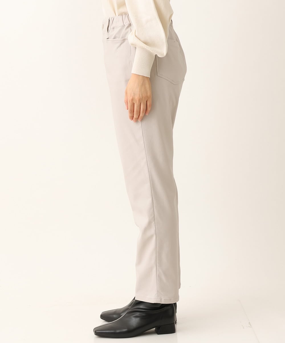 OLLLS13089 eur3(エウルキューブ) 【大きいサイズ】さらさらストレッチ裏起毛ストレートパンツ ライトグレー(91)