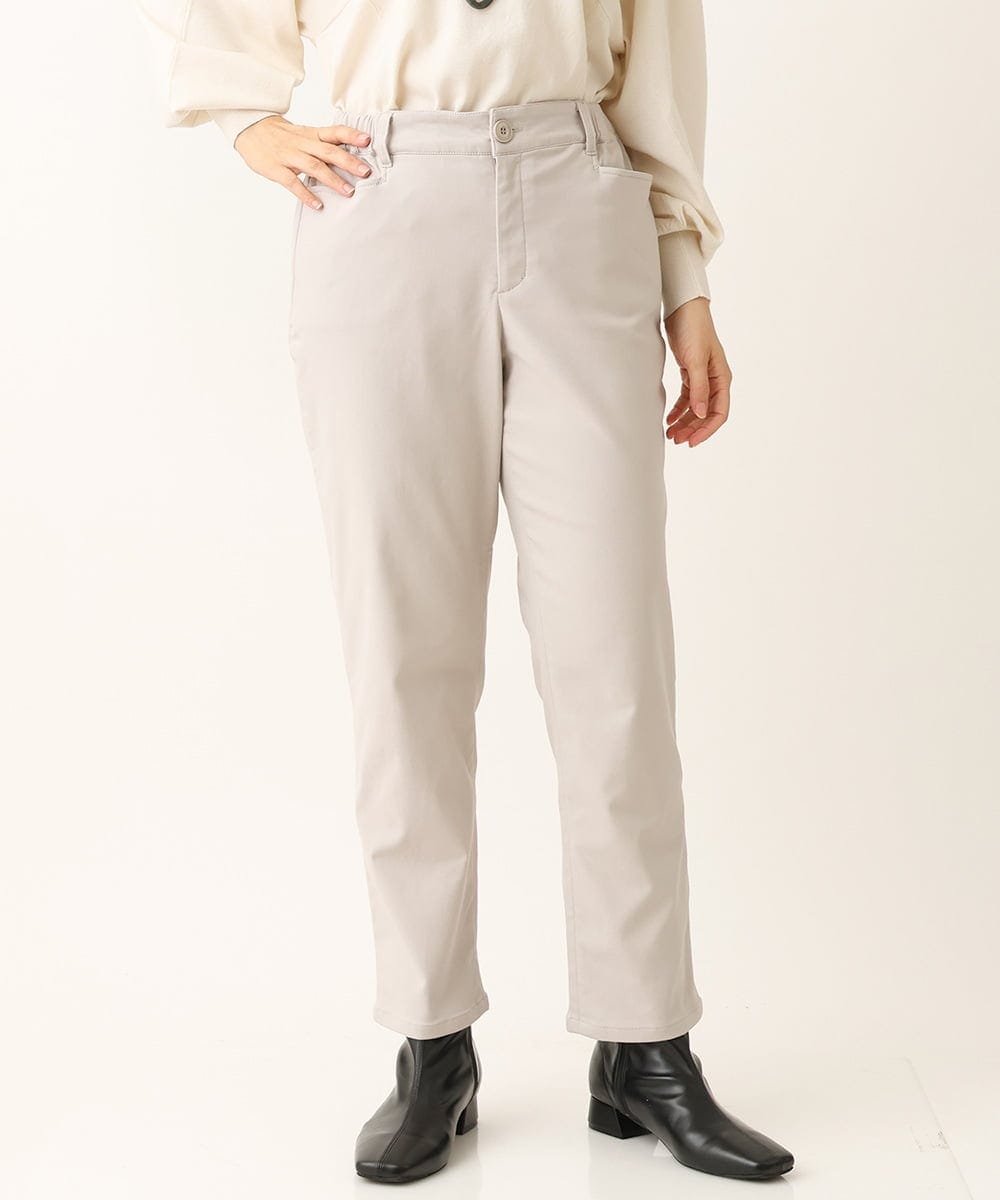 OLLLS13089 eur3(エウルキューブ) 【大きいサイズ】さらさらストレッチ裏起毛ストレートパンツ ライトグレー(91)
