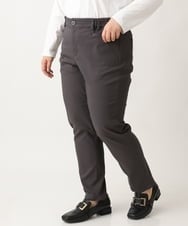 OLLLS13089 eur3(エウルキューブ) 【大きいサイズ】さらさらストレッチ裏起毛ストレートパンツ ダークグレー(93)