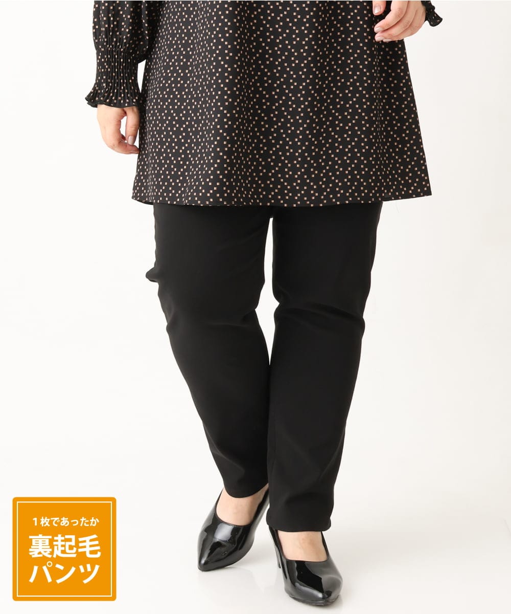 大きいサイズ】さらさらストレッチ裏起毛ストレートパンツ(フル