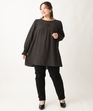 OLLLS13089 eur3(エウルキューブ) 【大きいサイズ】さらさらストレッチ裏起毛ストレートパンツ ブラック(94)