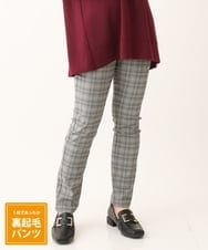 OLLLS31089 eur3(エウルキューブ) 【大きいサイズ/11号サイズあり】裏起毛ストレッチチェック柄パンツ グレー(92)