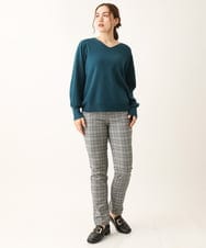 OLLLS31089 eur3(エウルキューブ) 【大きいサイズ/11号サイズあり】裏起毛ストレッチチェック柄パンツ グレー(92)