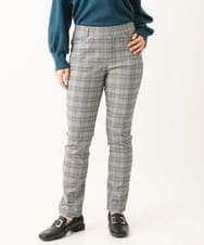 OLLLS31089 eur3(エウルキューブ) 【大きいサイズ/11号サイズあり】裏起毛ストレッチチェック柄パンツ グレー(92)