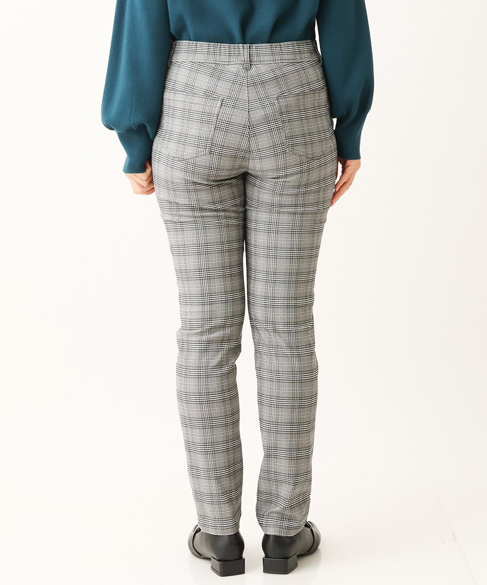 OLLLS31089 eur3(エウルキューブ) 【大きいサイズ/11号サイズあり】裏起毛ストレッチチェック柄パンツ グレー(92)