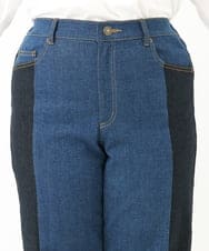 OLLLV07099 eur3(エウルキューブ) 【雑誌掲載】【大きいサイズ】ブロッキングデニムパンツ ブルー(55)