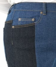 OLLLV07099 eur3(エウルキューブ) 【雑誌掲載】【大きいサイズ】ブロッキングデニムパンツ ブルー(55)