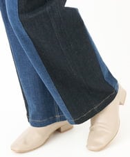 OLLLV07099 eur3(エウルキューブ) 【雑誌掲載】【大きいサイズ】ブロッキングデニムパンツ ブルー(55)