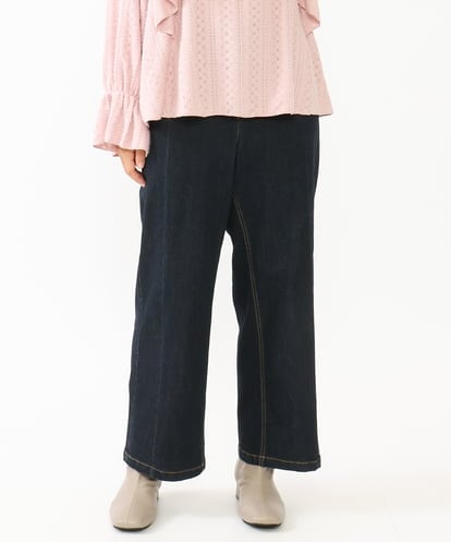 OLLLV07099 eur3 【雑誌掲載】【大きいサイズ】ブロッキングデニムパンツ