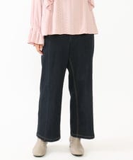 OLLLV07099 eur3(エウルキューブ) 【雑誌掲載】【大きいサイズ】ブロッキングデニムパンツ ネイビー(57)