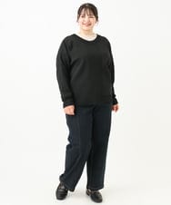 OLLLV07099 eur3(エウルキューブ) 【雑誌掲載】【大きいサイズ】ブロッキングデニムパンツ ネイビー(57)