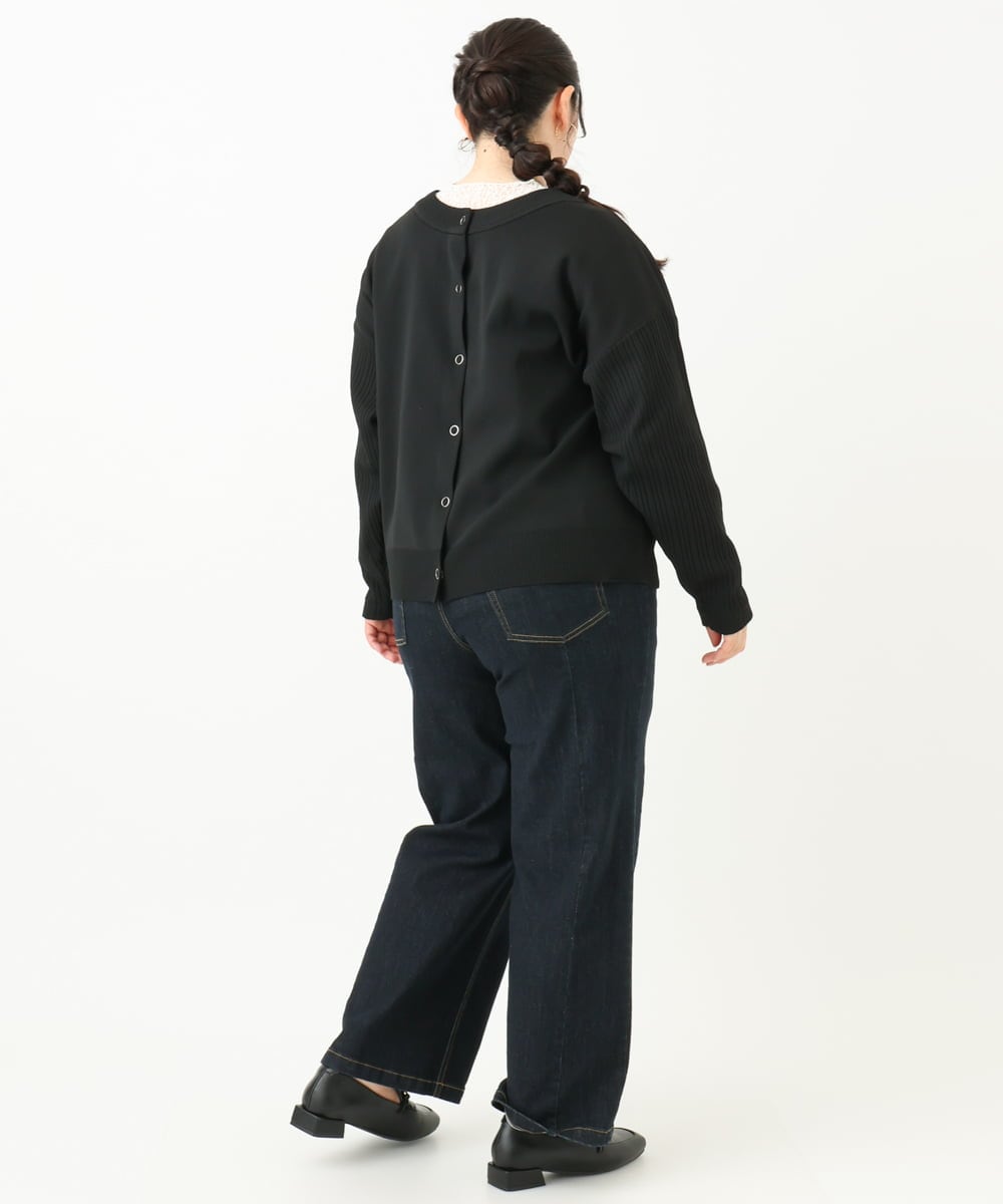 OLLLV07099 eur3(エウルキューブ) 【雑誌掲載】【大きいサイズ】ブロッキングデニムパンツ ネイビー(57)