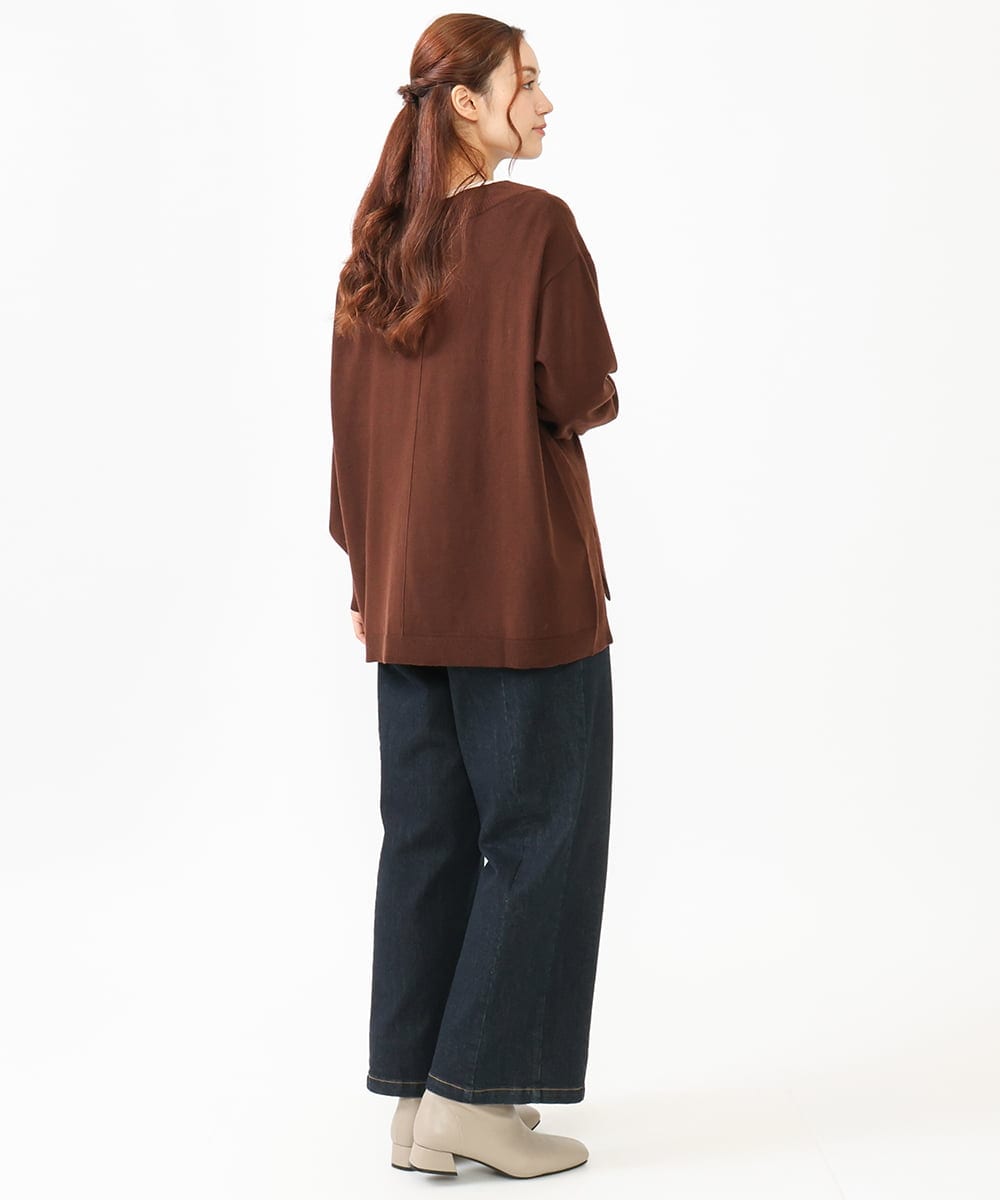 OLLLV07099 eur3(エウルキューブ) 【雑誌掲載】【大きいサイズ】ブロッキングデニムパンツ ネイビー(57)