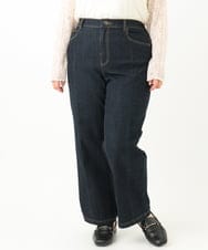 OLLLV07099 eur3(エウルキューブ) 【雑誌掲載】【大きいサイズ】ブロッキングデニムパンツ ネイビー(57)