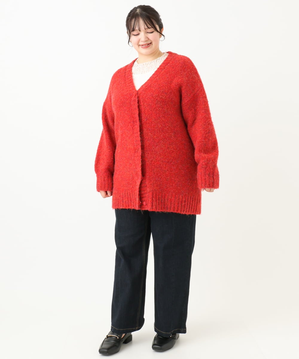 OLLLV07099 eur3(エウルキューブ) 【雑誌掲載】【大きいサイズ】ブロッキングデニムパンツ ネイビー(57)