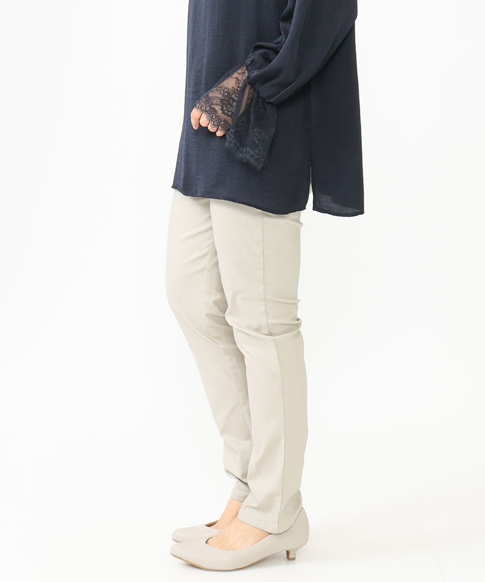 OLLLV13089 eur3(エウルキューブ) 【大きいサイズ】ストレッチスリム裏起毛パンツ グレージュ(89)