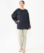 OLLLV13089 eur3(エウルキューブ) 【大きいサイズ】ストレッチスリム裏起毛パンツ グレージュ(89)