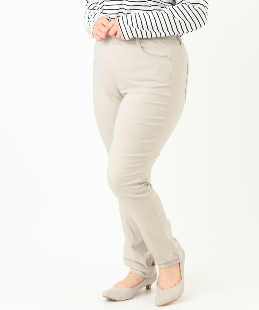 OLLLV13089 eur3(エウルキューブ) 【大きいサイズ】ストレッチスリム裏起毛パンツ グレージュ(89)