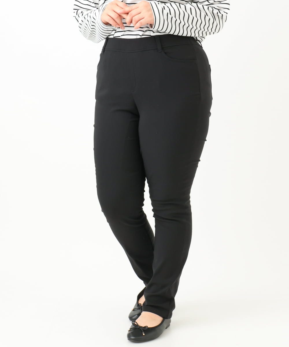 OLLLV13089 eur3(エウルキューブ) 【大きいサイズ】ストレッチスリム裏起毛パンツ ブラック(94)