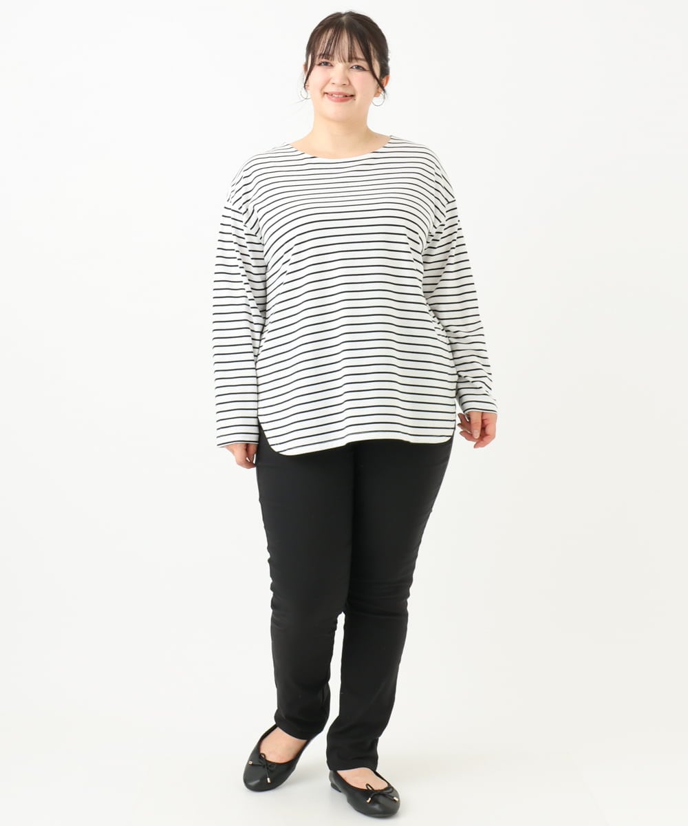 OLLLV13089 eur3(エウルキューブ) 【大きいサイズ】ストレッチスリム裏起毛パンツ ブラック(94)