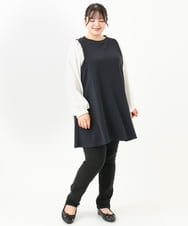 OLLLV13089 eur3(エウルキューブ) 【大きいサイズ】ストレッチスリム裏起毛パンツ ブラック(94)
