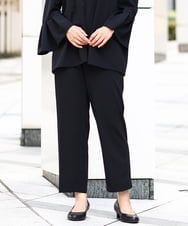 OLLLV24139 eur3(エウルキューブ) 【大きいサイズ/11号サイズあり/セットアップ対応】カットジョーゼットテーパードパンツ ブラック(94)
