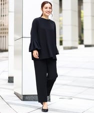 OLLLV24139 eur3(エウルキューブ) 【大きいサイズ/11号サイズあり/セットアップ対応】カットジョーゼットテーパードパンツ ブラック(94)