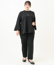 OLLLV24139 eur3(エウルキューブ) 【大きいサイズ/11号サイズあり/セットアップ対応】カットジョーゼットテーパードパンツ ブラック(94)