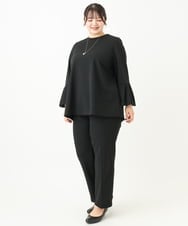 OLLLV24139 eur3(エウルキューブ) 【大きいサイズ/11号サイズあり/セットアップ対応】カットジョーゼットテーパードパンツ ブラック(94)