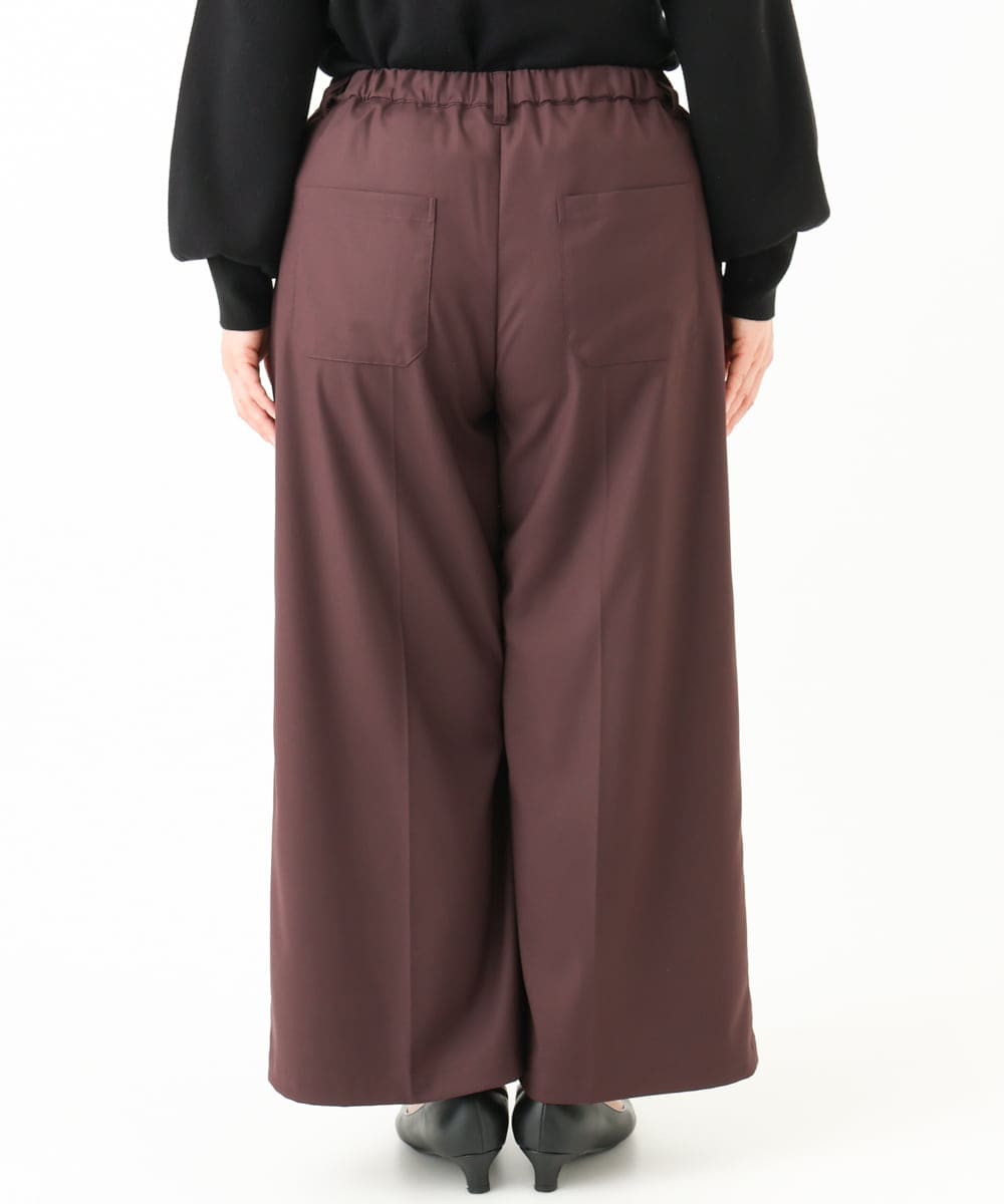 OLLLV25129 eur3(エウルキューブ) 【大きいサイズ】タックパンツ ダークブラウン(87）