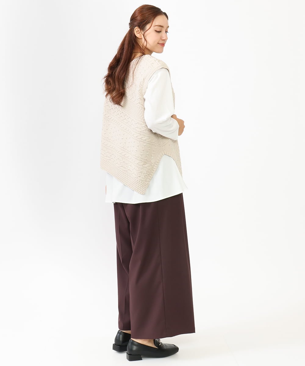 OLLLV25129 eur3(エウルキューブ) 【大きいサイズ】タックパンツ ダークブラウン(87）
