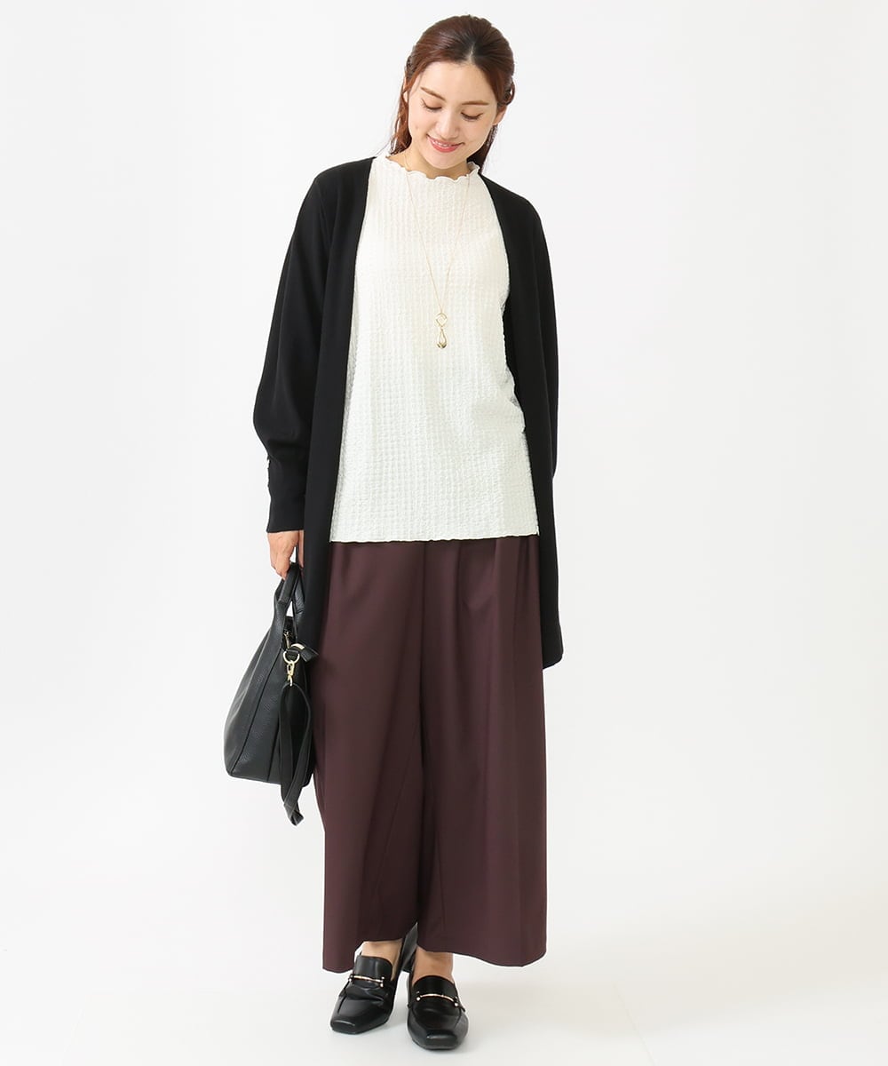 OLLLV25129 eur3(エウルキューブ) 【大きいサイズ】タックパンツ ダークブラウン(87）