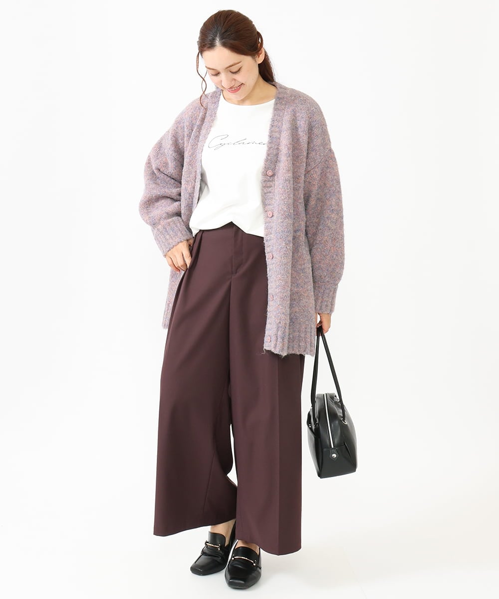 OLLLV25129 eur3(エウルキューブ) 【大きいサイズ】タックパンツ ダークブラウン(87）