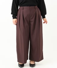 OLLLV25129 eur3(エウルキューブ) 【大きいサイズ】タックパンツ ダークブラウン(87）