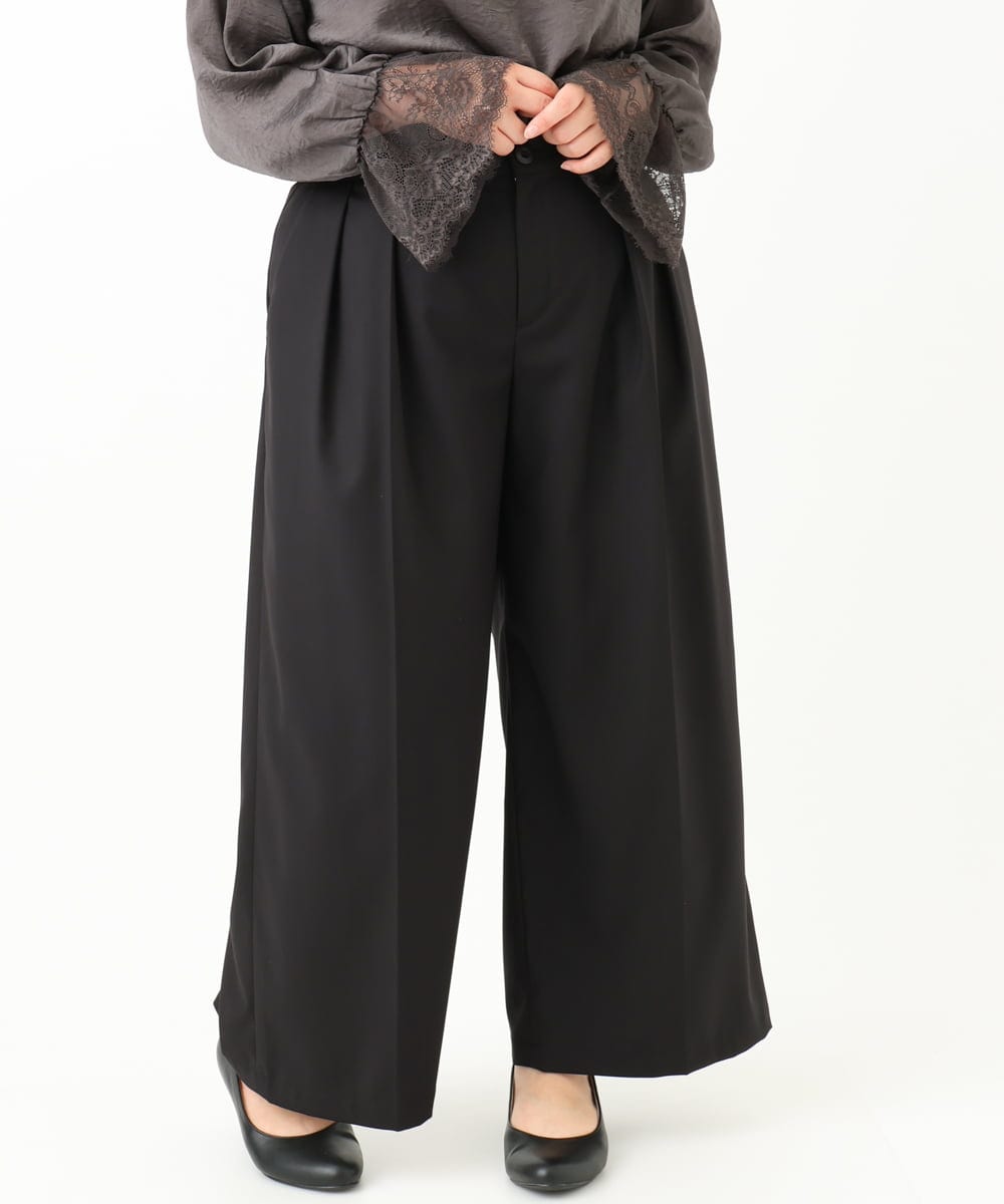 OLLLV25129 eur3(エウルキューブ) 【大きいサイズ】タックパンツ ブラック(94)
