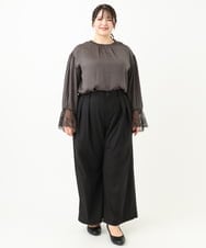 OLLLV25129 eur3(エウルキューブ) 【大きいサイズ】タックパンツ ブラック(94)