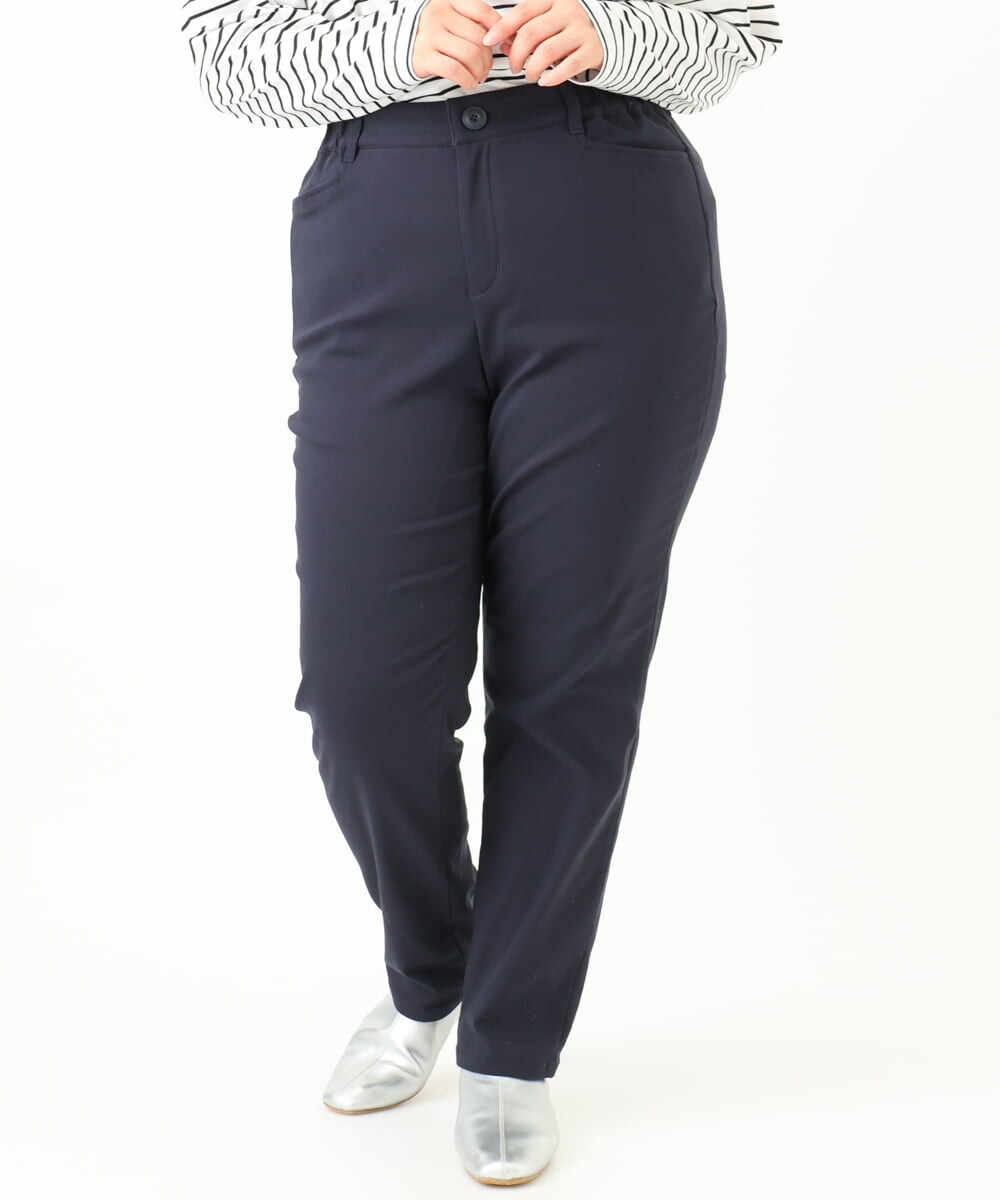 OLLLV31089 eur3(エウルキューブ) 【大きいサイズ】さらさらストレッチストレート裏起毛パンツ ネイビー(57)