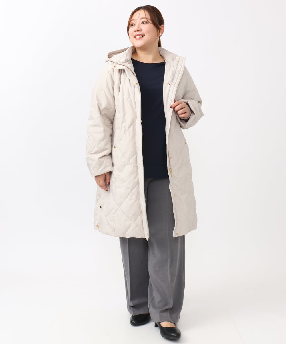 OLUAA01349 eur3(エウルキューブ) 【大きいサイズ】ロングダウンコート グレージュ(89)